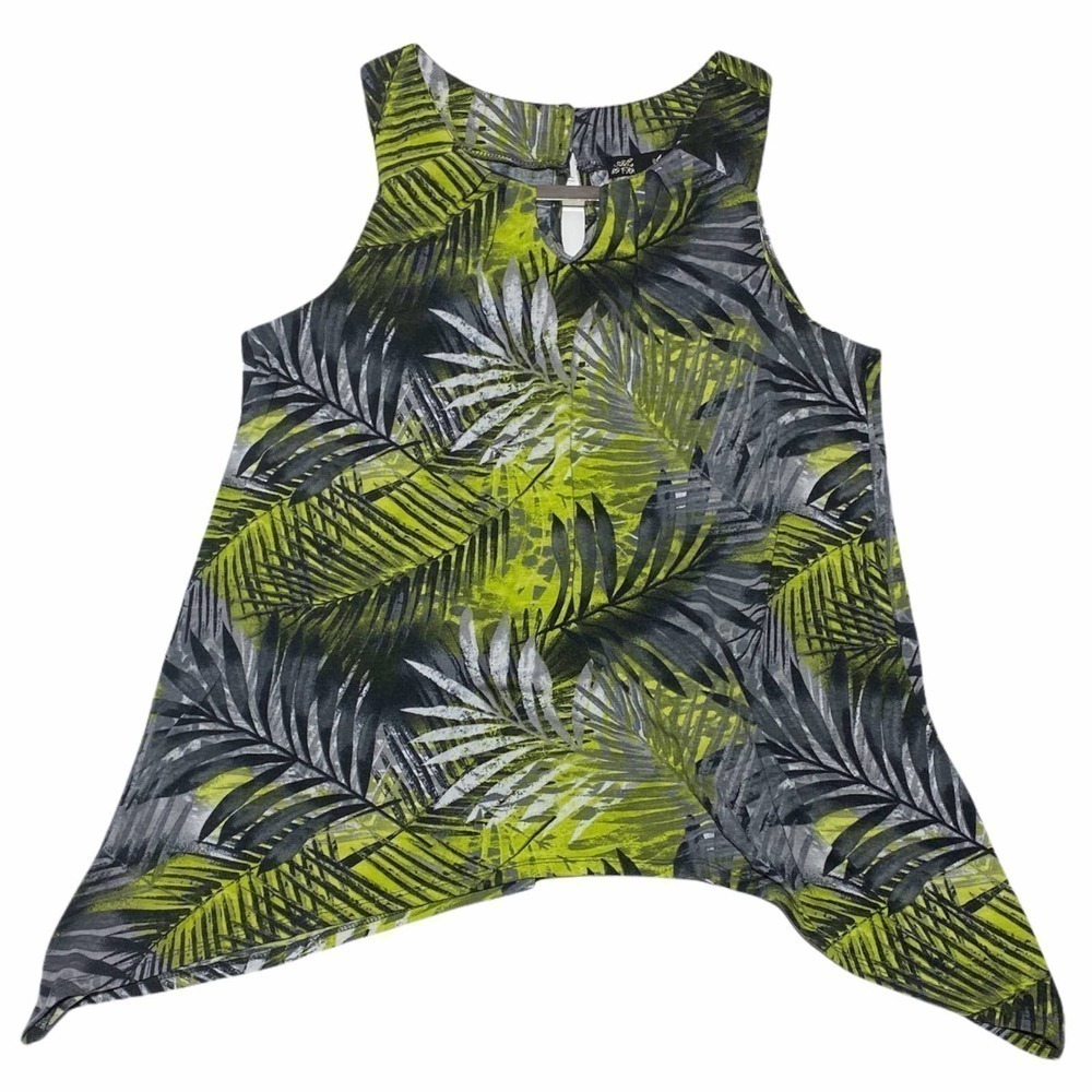 ABSOLUTELY Famous Palm Tree Sharkbite Blouse - Picture 5 of 11